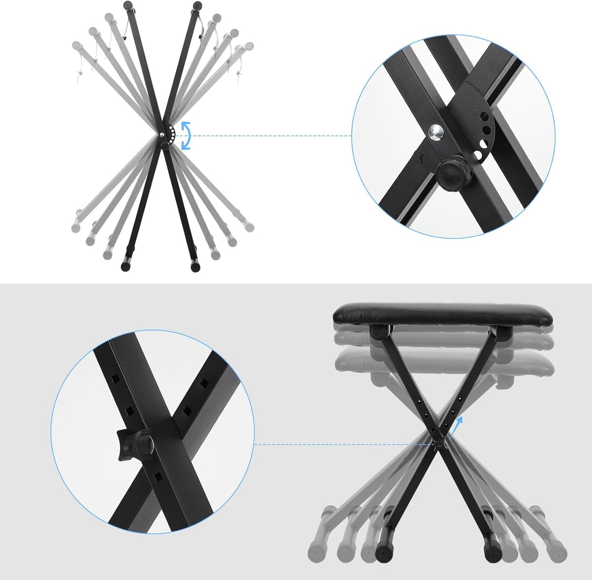 Double-X Keyboard Stand with Bench F8460