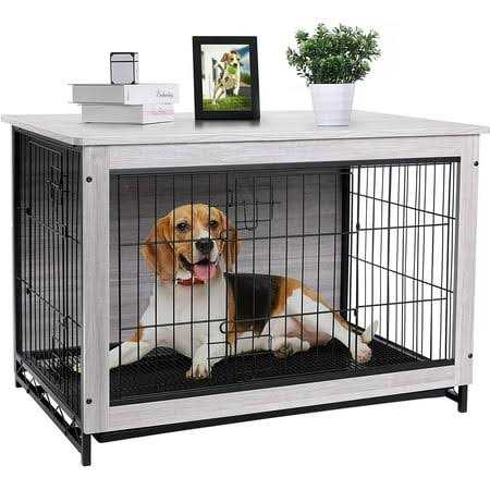 Wooden End Table Dog Crate C348