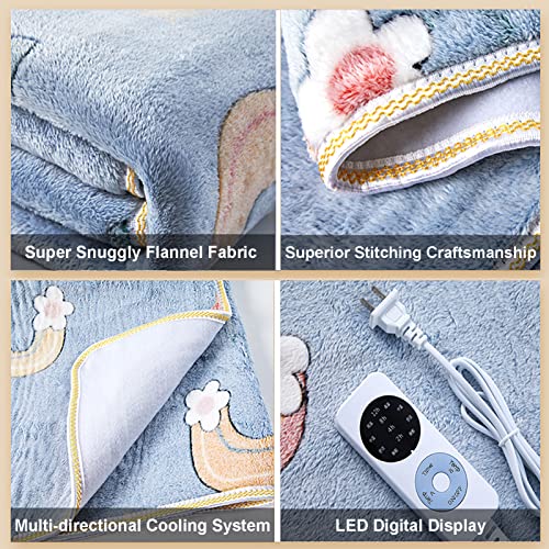 Blue King Dual Control Electric Heated Flannel Blanket Q94460
