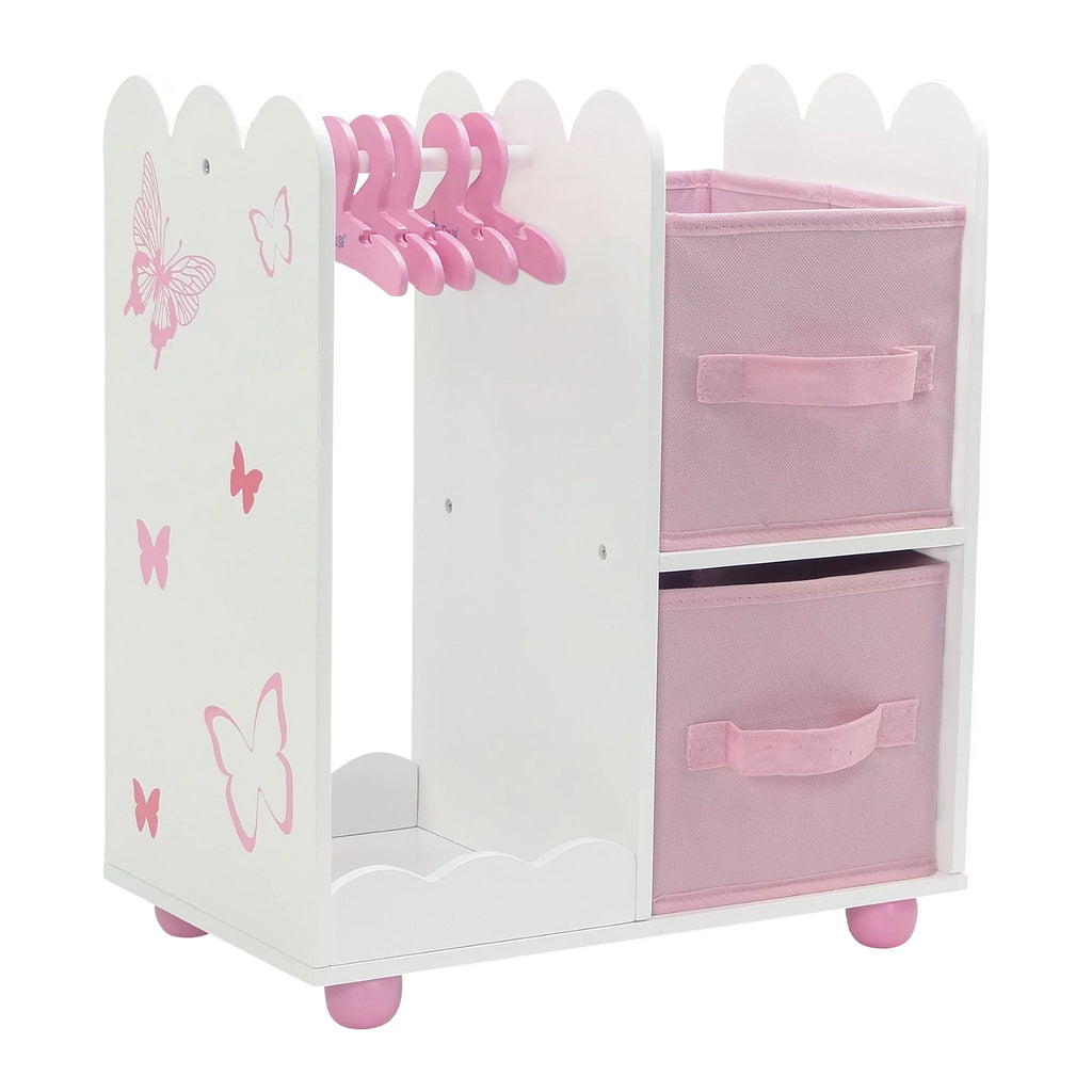 18 inch Doll Clothes Storage Closet Open Wardrobe Doll Furniture with 5 Doll Clothes Hangers J503