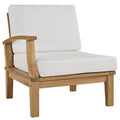 White Wood Left-Arm Patio Sofa D387115