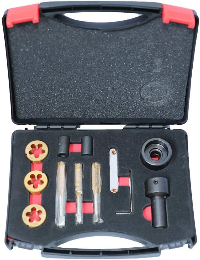 12 Pcs Tap and Die Set, Thread Repair Tool Kit M12x 1.25 M12 x 1.5 M14x1.5 F290083