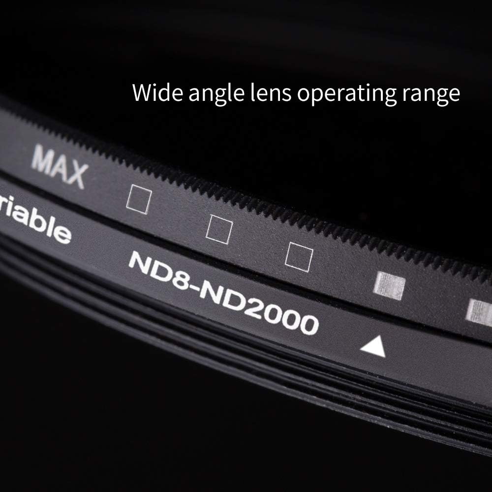 46mm Variable Neutral Density Filter ND8-ND2000 (3-11stop) Hydrophobic Adjustable ND Filter, Pack of 2 B23284