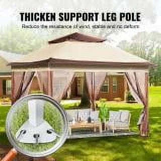 11 x 11 FT Pop up Gazebo Tent with Mosquito Netting Metal Frame PU Coated 250D Oxford Cloth H829131