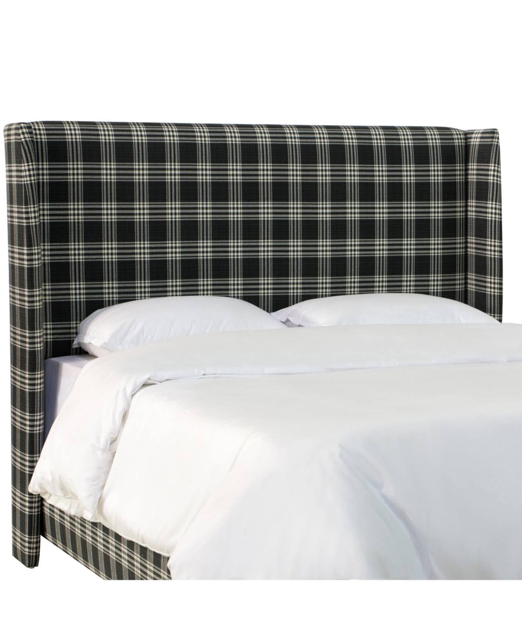 Twin Wingback Headboard Barnegat Plaid Black Sea F552