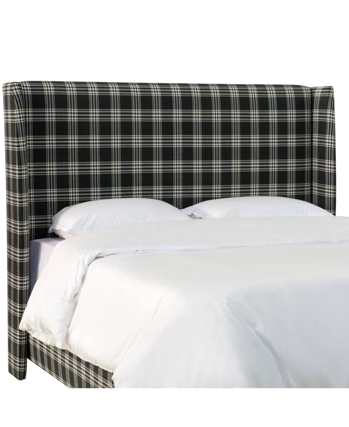 Twin Wingback Headboard Barnegat Plaid Black Sea F552