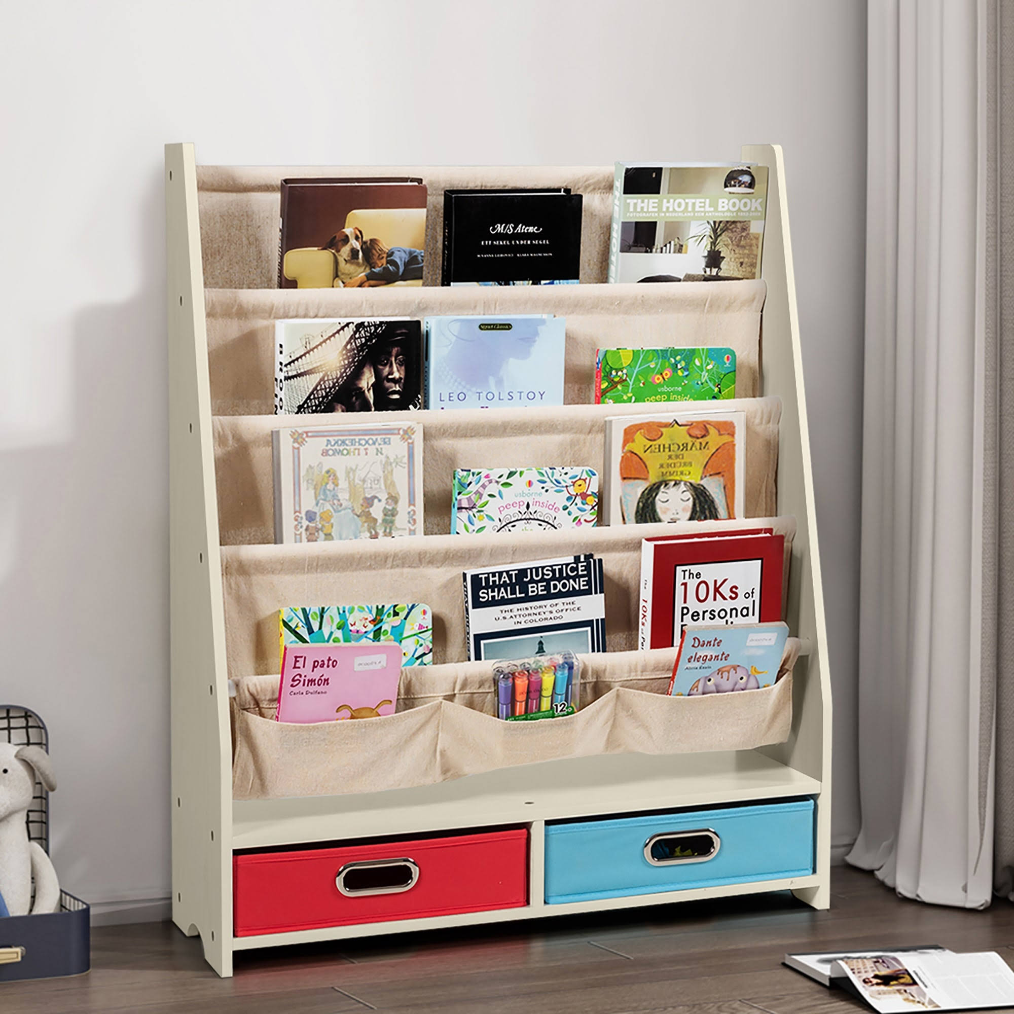 Beige Kids Book Rack Storage Bookshelf R4696