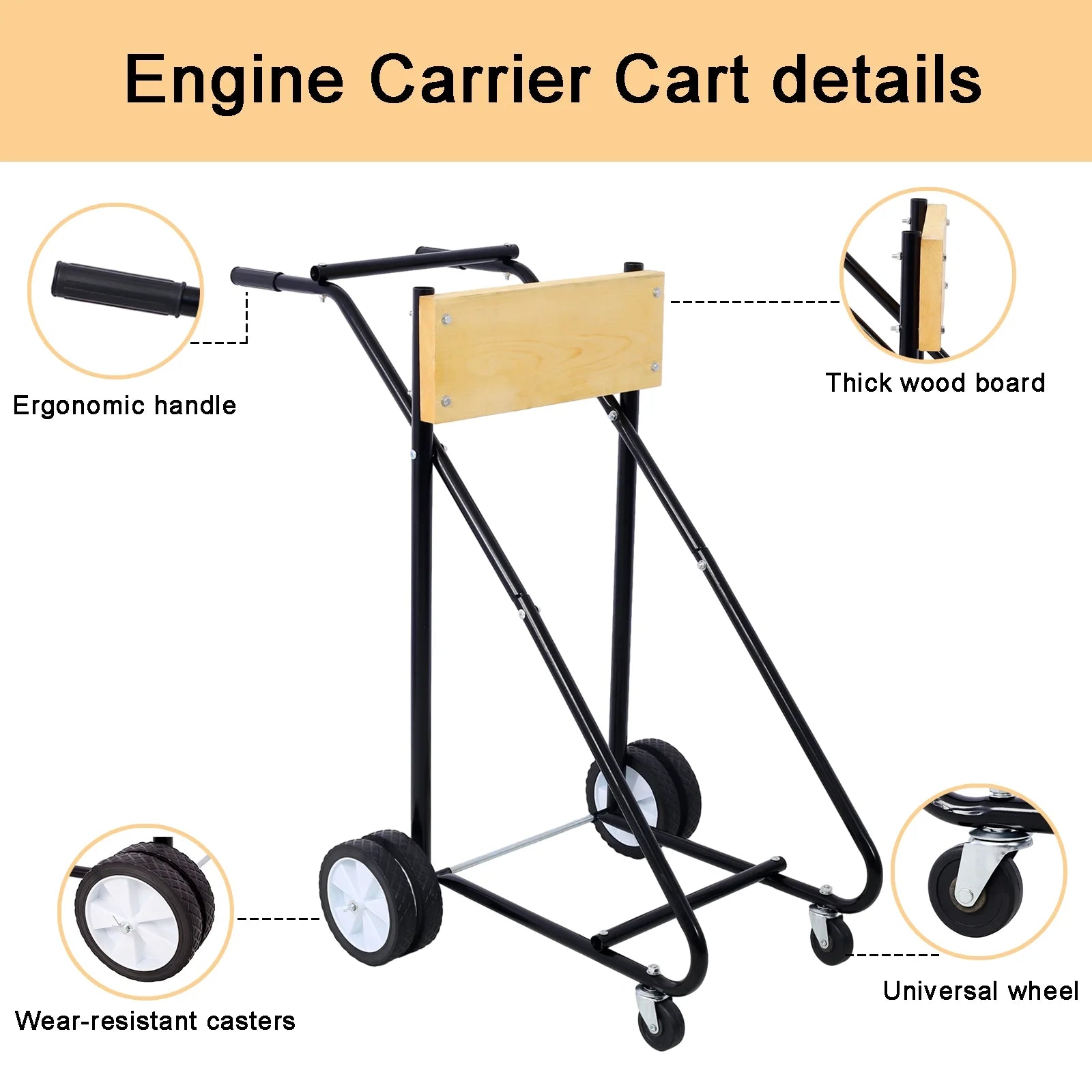 Outboard Boat Motor Stand Engine Carrier Cart Dolly with Wheels Q4874
