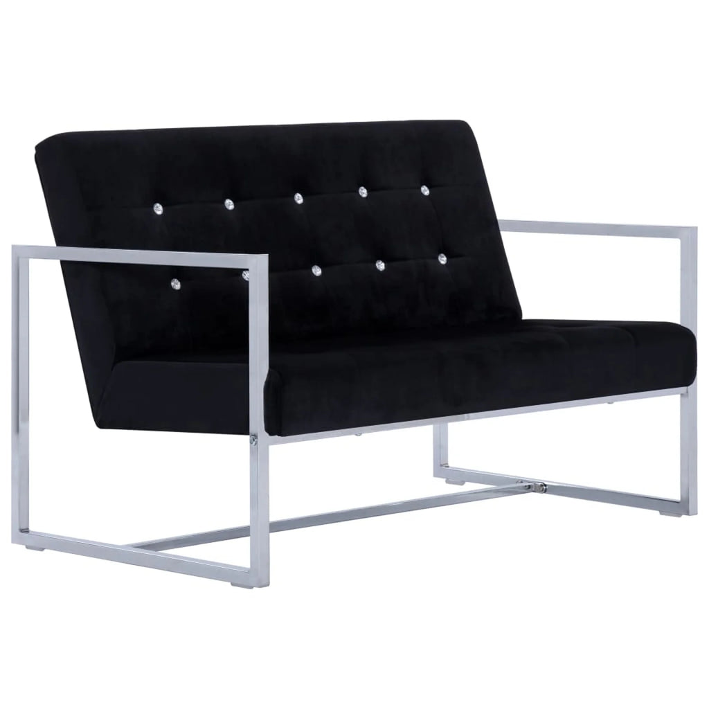 Black Chrome 2-Seater Sofa with Armrests O71696