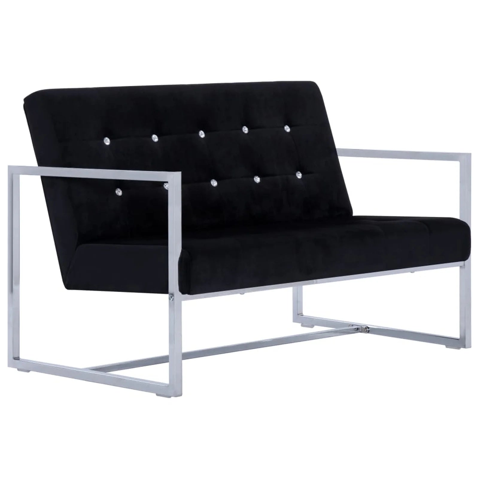 Black Chrome 2-Seater Sofa with Armrests O71696