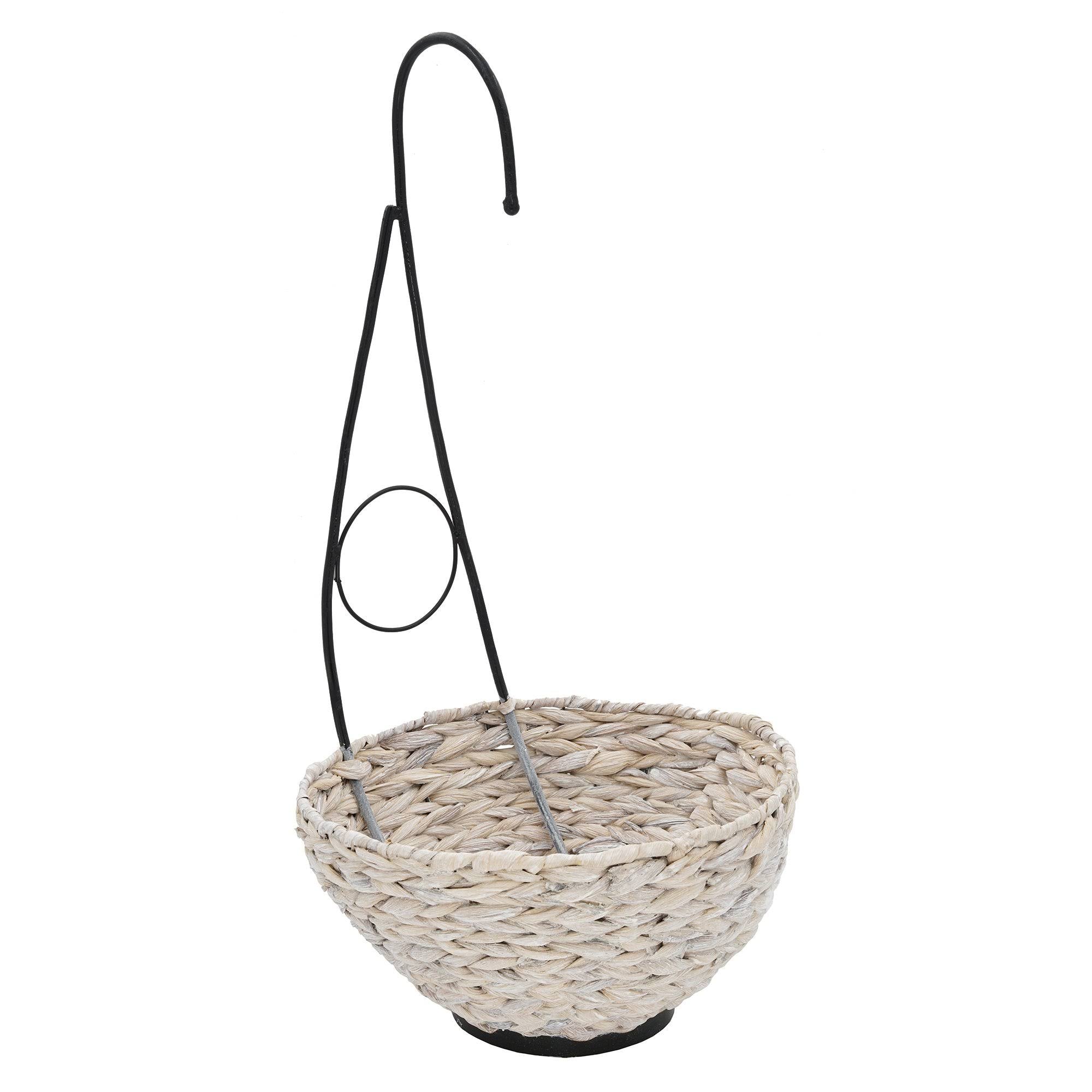 Artificial Morning Glory Hanging Plant in White Basket Z16204