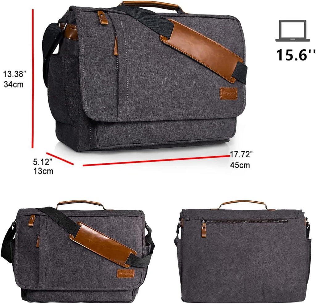 Canvas Laptop Shoulder Bag 17-17.3 Inch Water-resistance D1316
