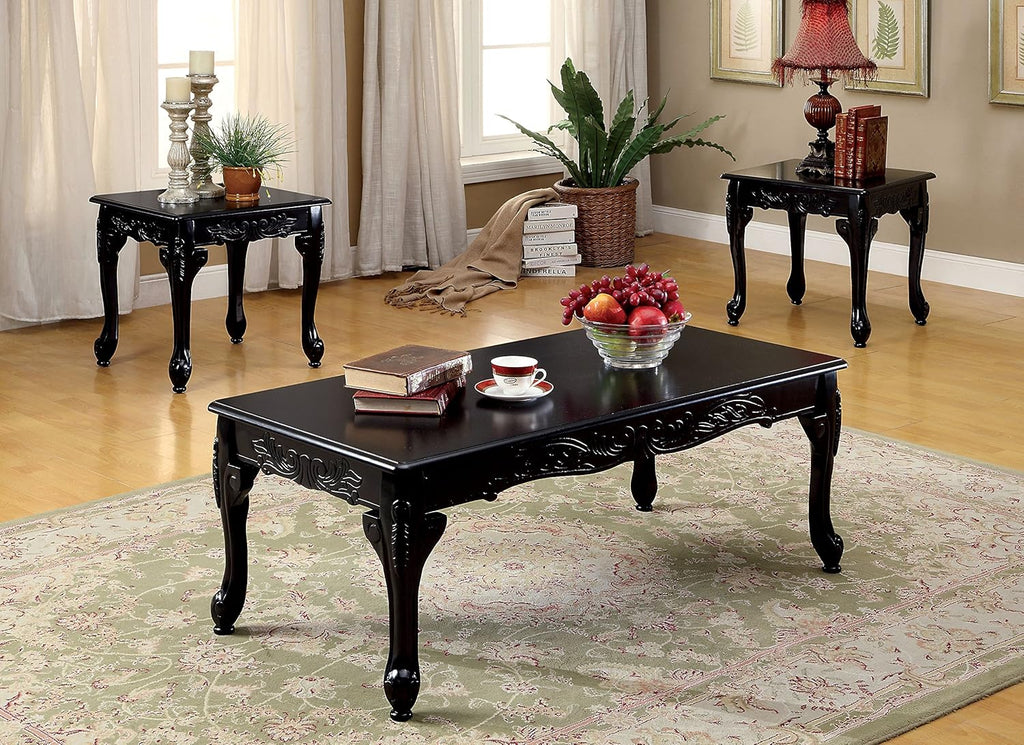 3-Piece Solid Wood Coffee Table Set in Dark Cherry G511570