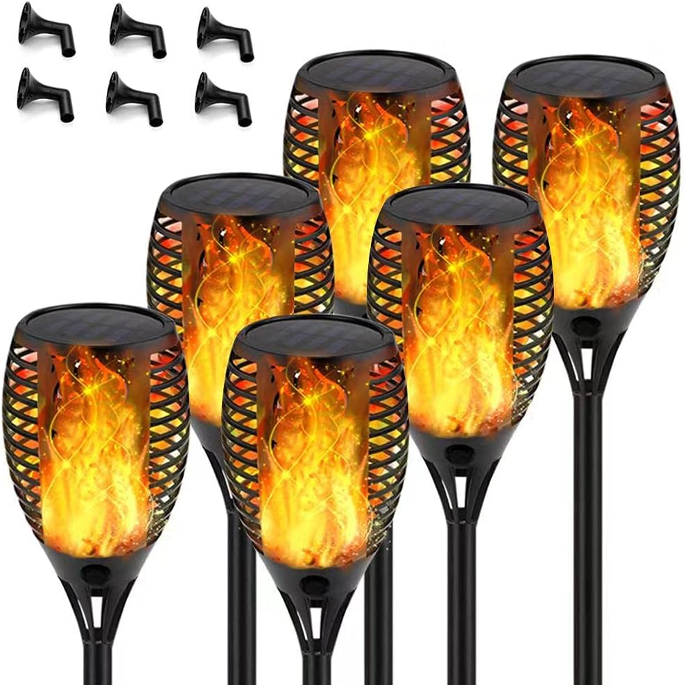 6Pack Solar Torch Lights with Flickering Flame Q180