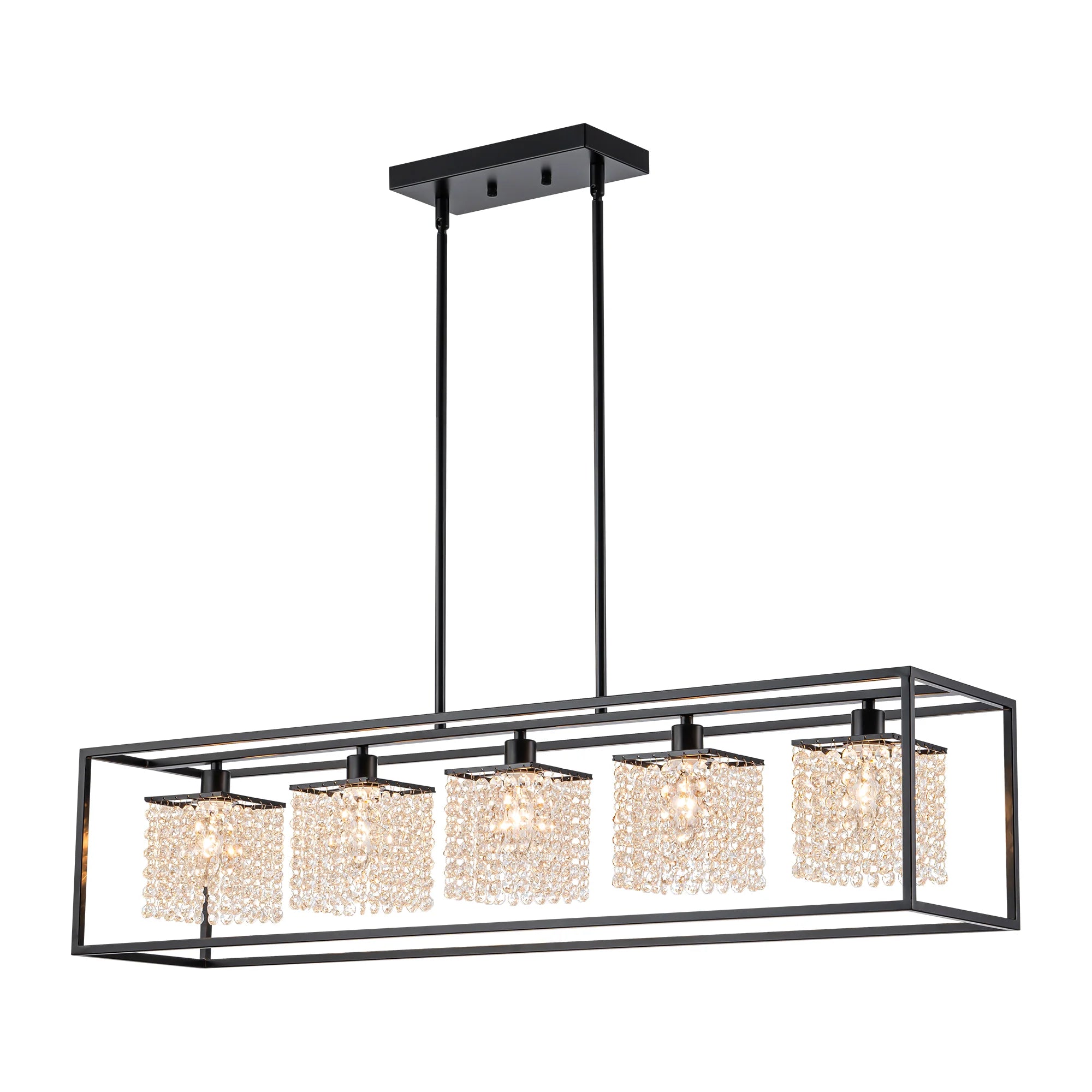 5-Light Crystal Rectangle Island Chandelier A8270