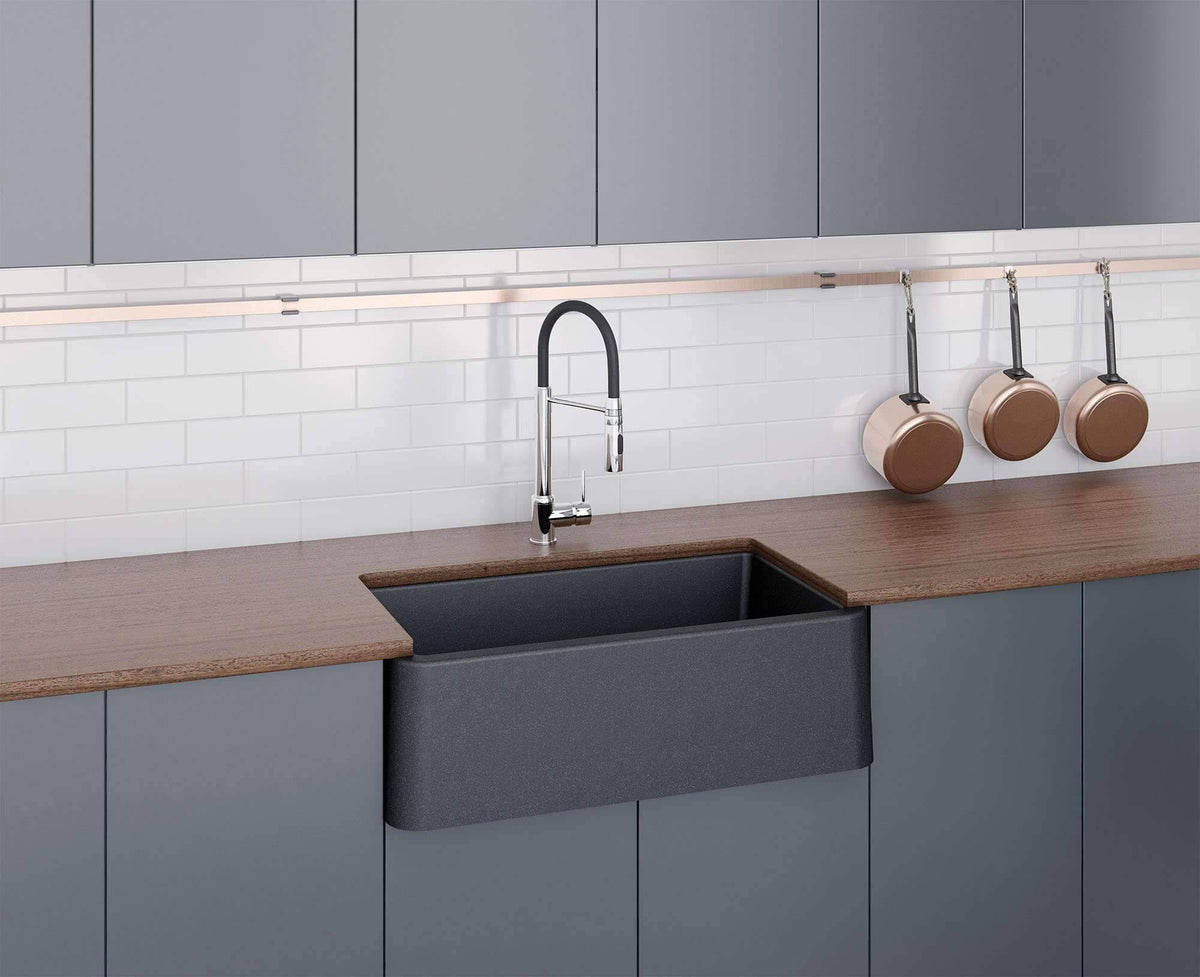 Black Metallic Apron Kitchen Sink A708873