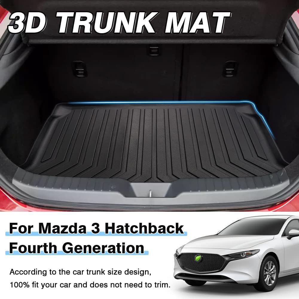 Custom Fit Cargo Liner Trunk Mat for Mazda 3 Hatchback, All Weather, Pack of 2 O5507