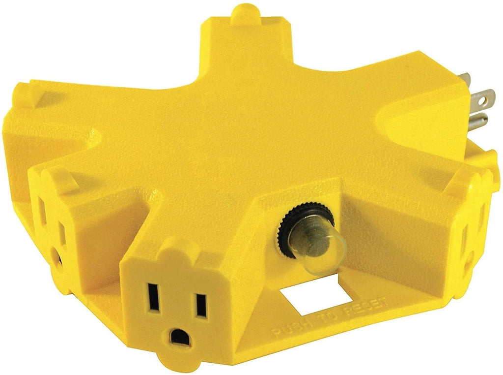 12/3 SJTW 50 ft Heavy Duty Outdoor Extension Cord & 5-Outlet Adapter Combo L2483