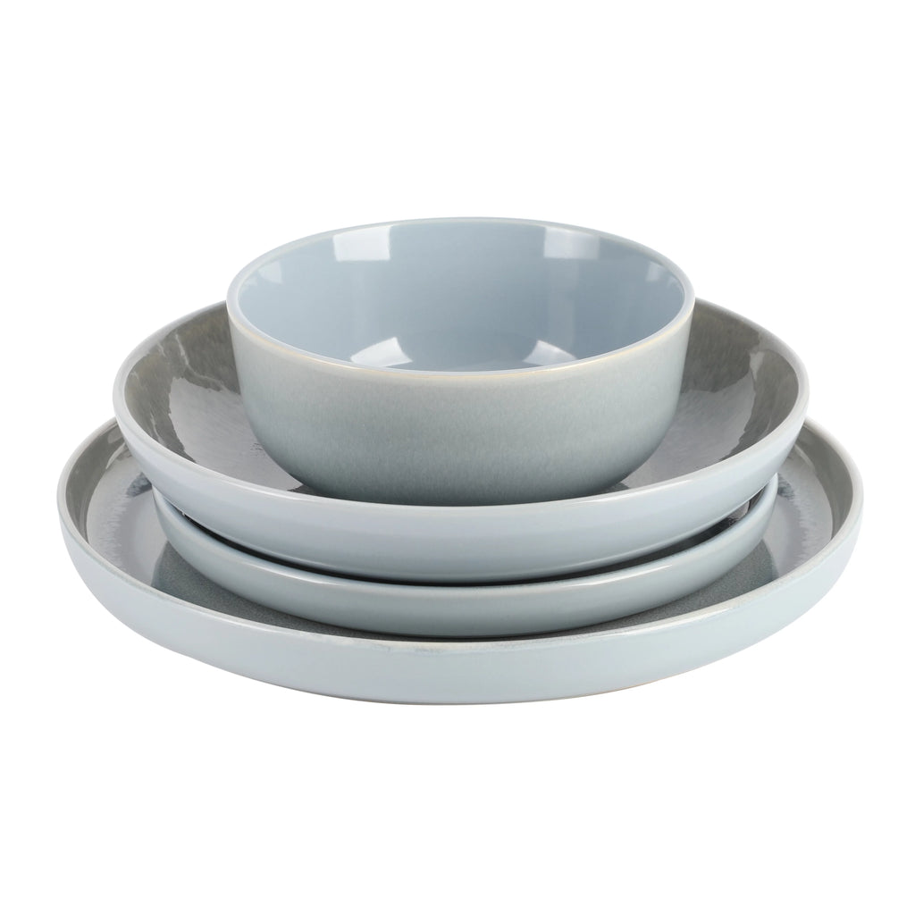 16 Piece Double Bowl Reactive Dinnerware Set - Blue J61850