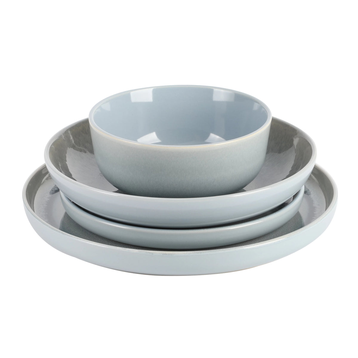 16 Piece Double Bowl Reactive Dinnerware Set - Blue J61850