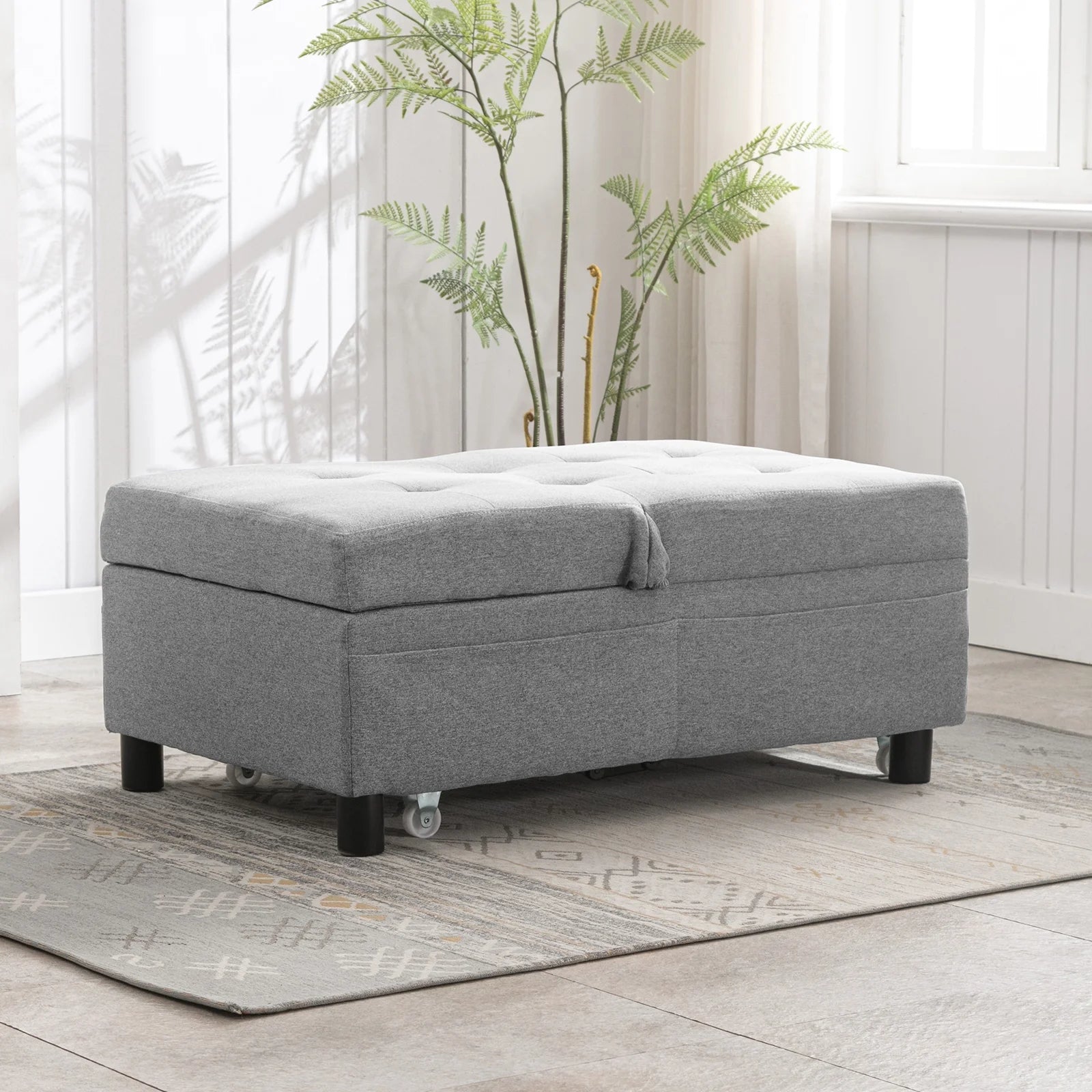 Light Gray Sofa Bed with Adjustable Backrest and Cushion X581766