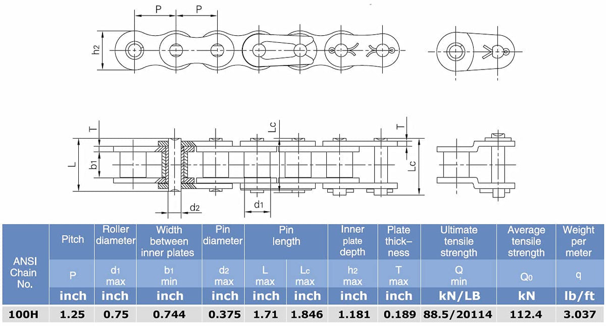 Heavy Duty Roller Chain x 10 feet with 2 Connecting Links G869805