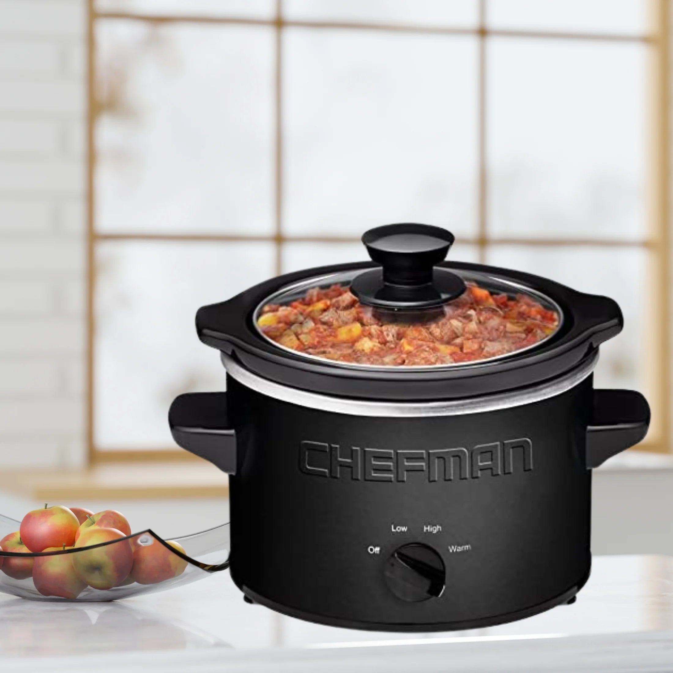 1.5 Quart Black Slow Cooker with Removable Crock and Storage Carrier M5416