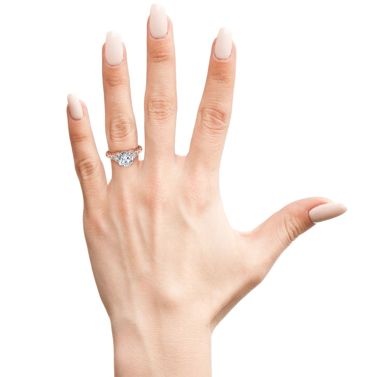 Vintage Moissanite Engagement Ring In 14 Karat Rose Gold X282279