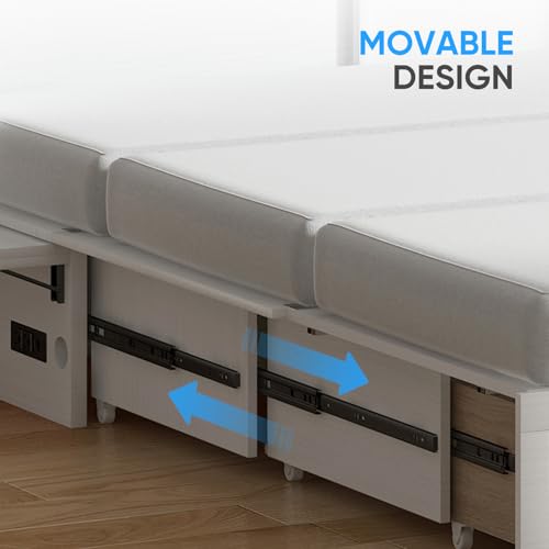 Queen Murphy Bed with 2 Storage Drawers and USB Charging Station N4689
