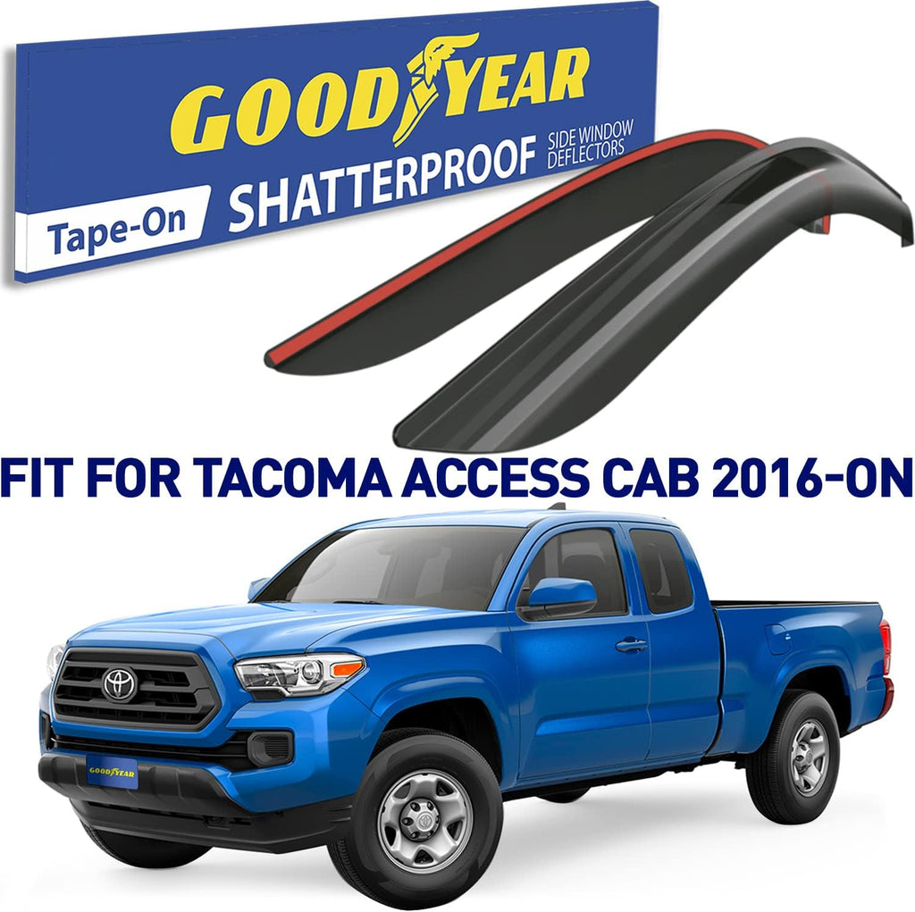 2 pcs Shatterproof Tape-on Window Deflectors for Toyota Tacoma 2016-2022 Access Cab Z993521