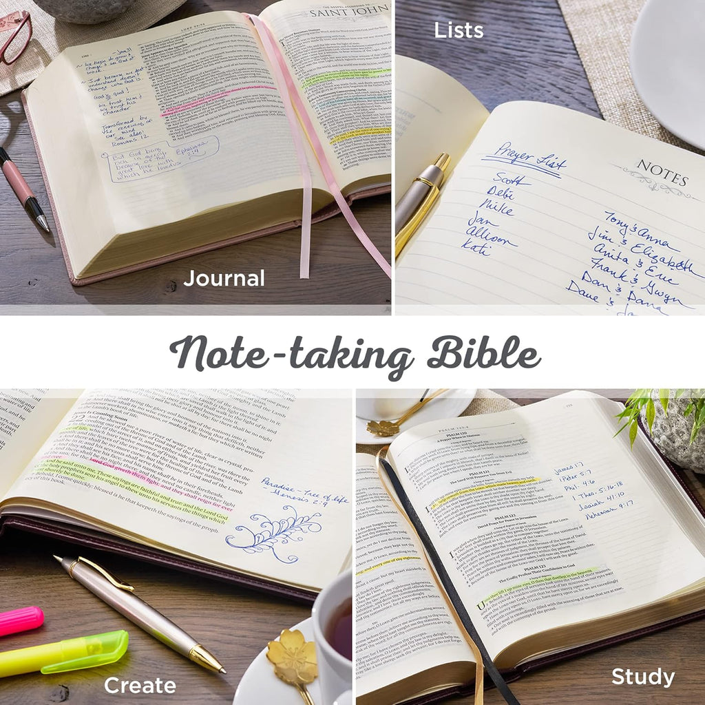 Large Print Faux Leather Navy Holy Bible M2177