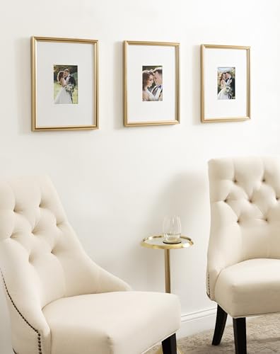 Rectangle Picture Frame Set of 3, 11 x 14 matted to 5 x 7, Gold U8339