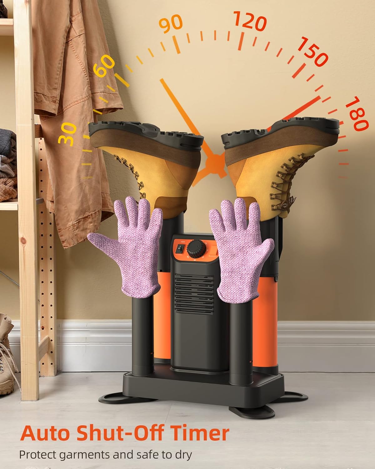 Boot Dryer Shoe Dryer with Heat Blower, Adjustable Tubes & Timer J559