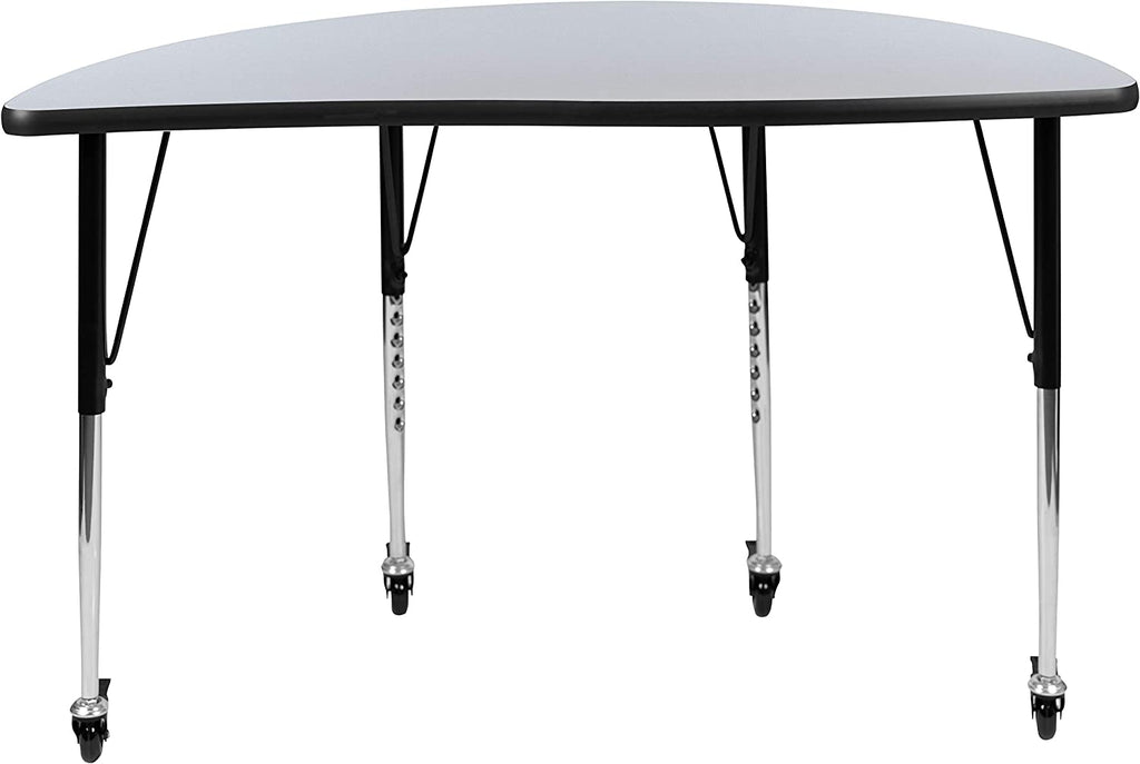 Mobile Half Circle Flexible Grey Adjustable Height Activity Table R44408