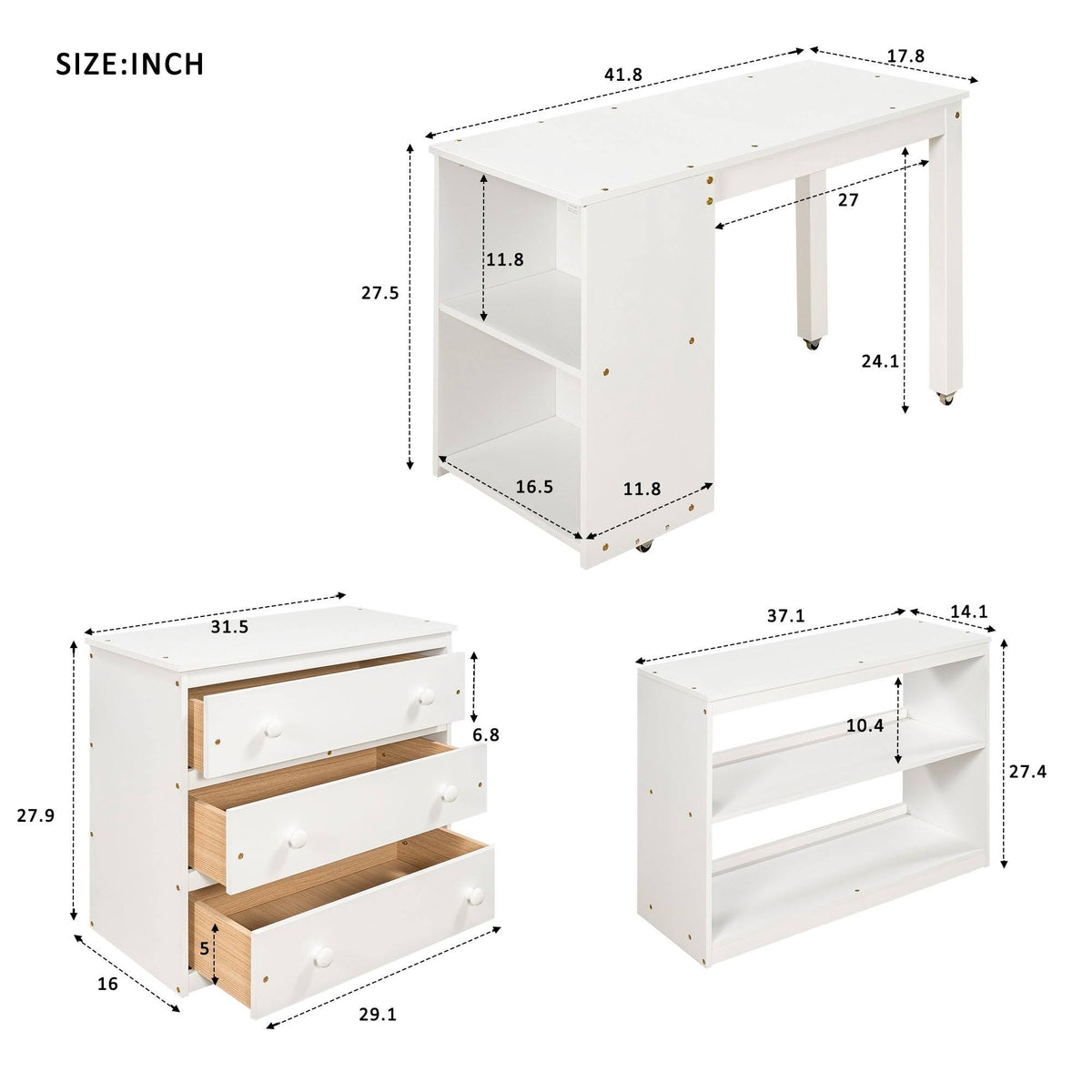 Twin Loft Bed with Cabinet and Rolling D12896