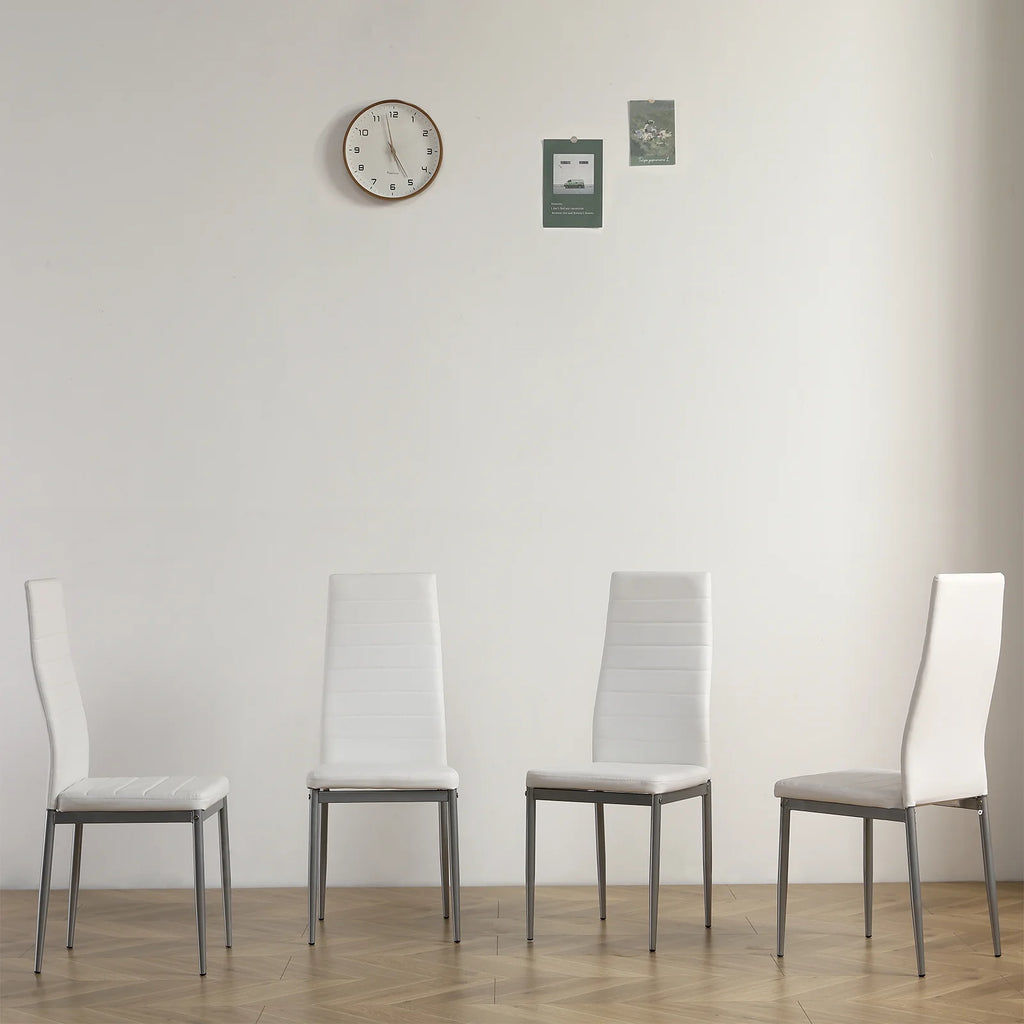 White Glass Dining Table Set for 4 O14227