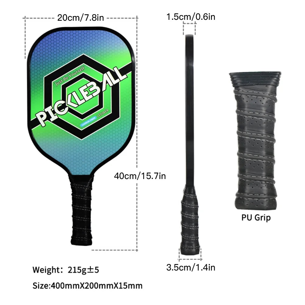 Carbon Fiber Pickleball Paddle and Ball Set, 1 Racket 2 Balls Q80957