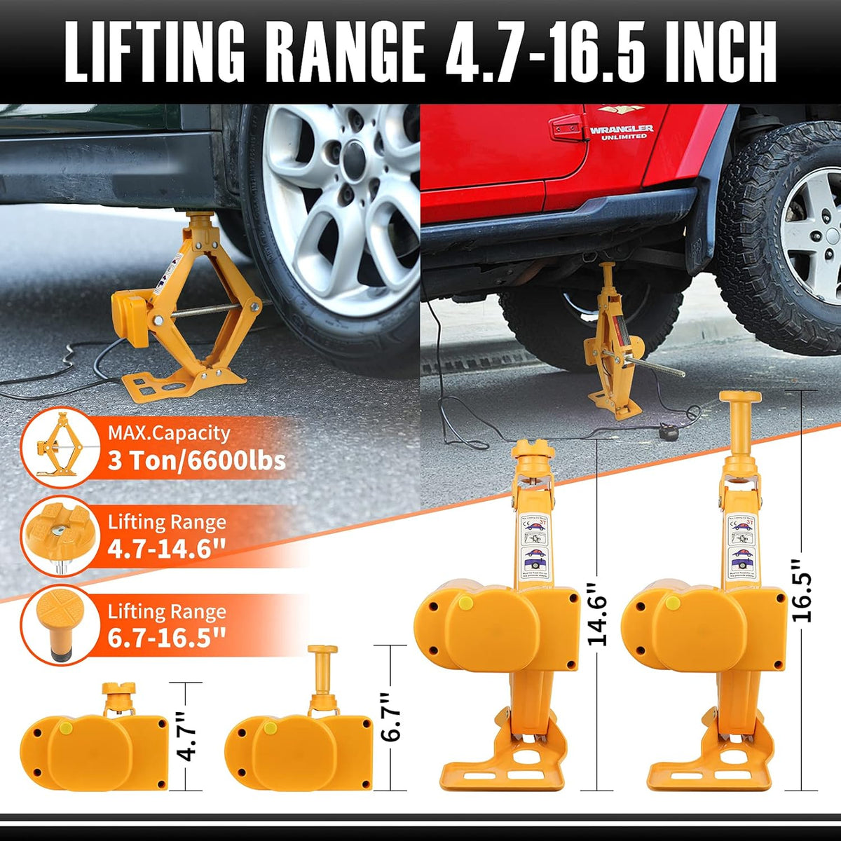 Electric Car Jack 3 Ton 12V Scissor Car Jack with Impact Wrench E792