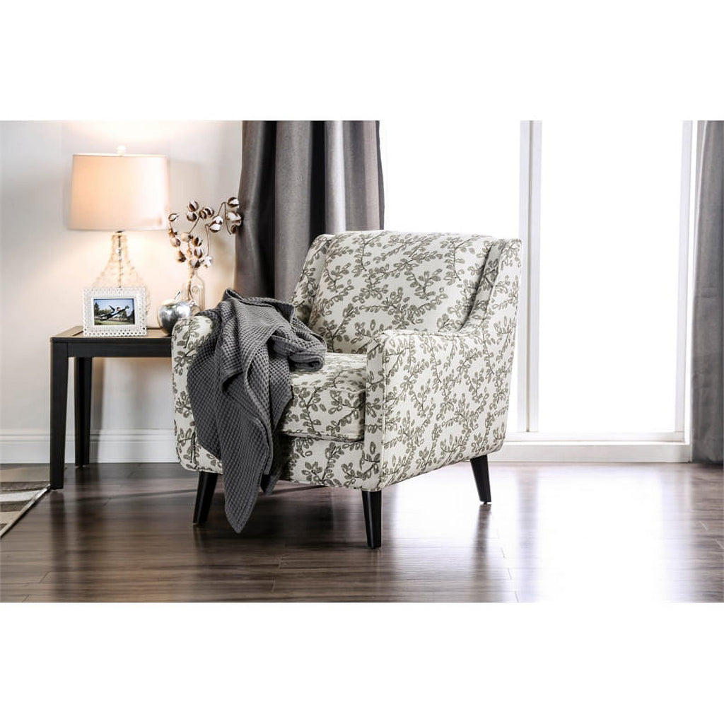 Floral Beige Fabric Accent Chair G14282