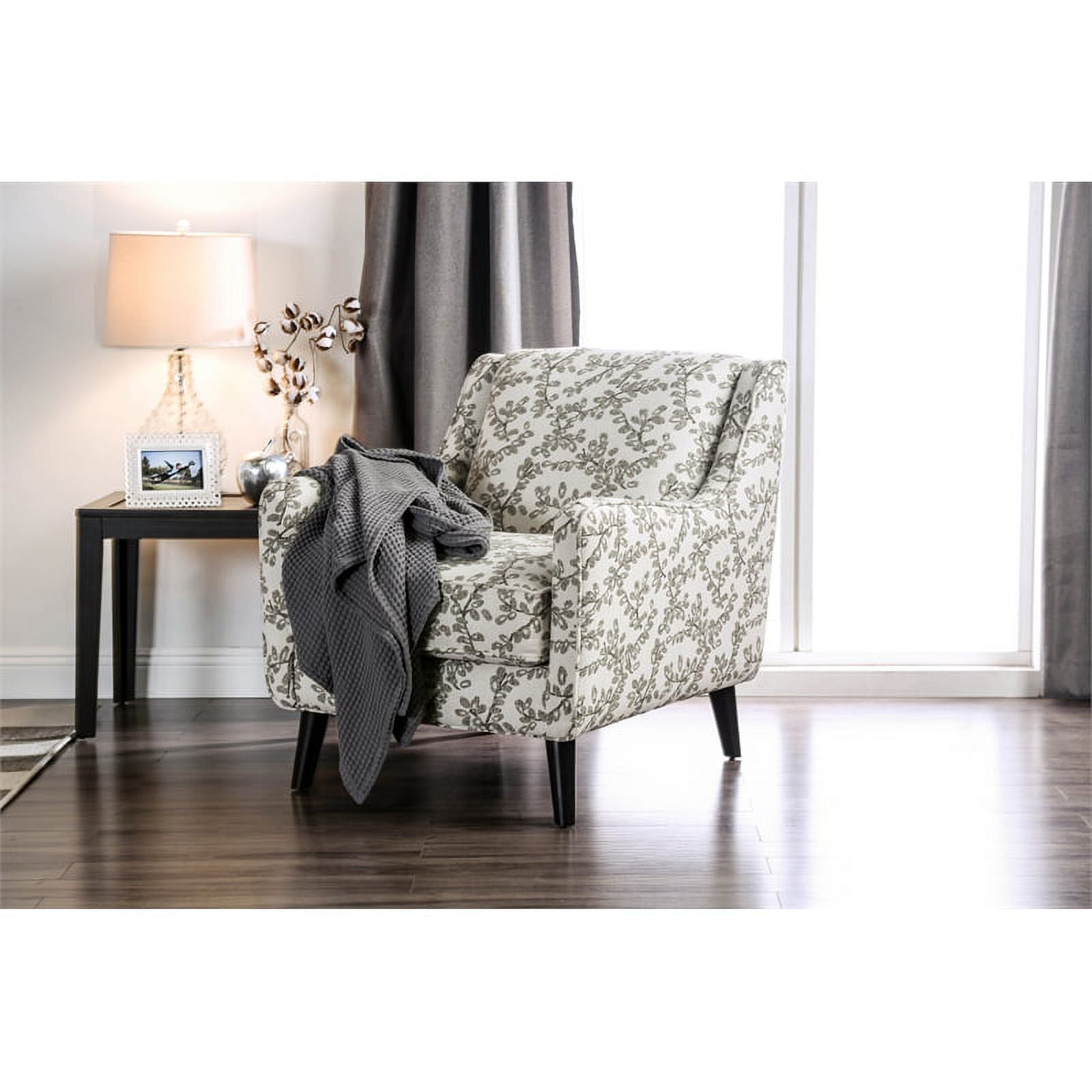 Floral Beige Fabric Accent Chair G14282