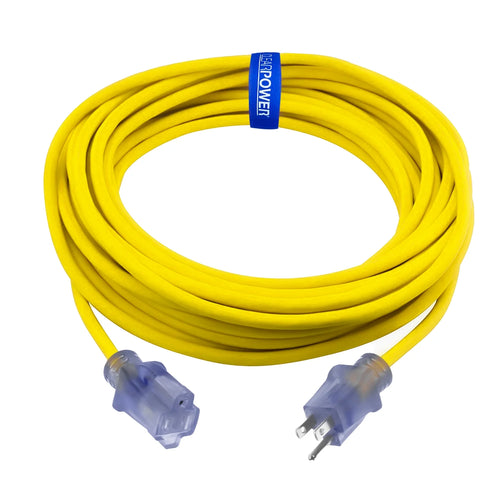 12/3 SJTW 50 ft Heavy Duty Outdoor Extension Cord & 5-Outlet Adapter Combo L2483
