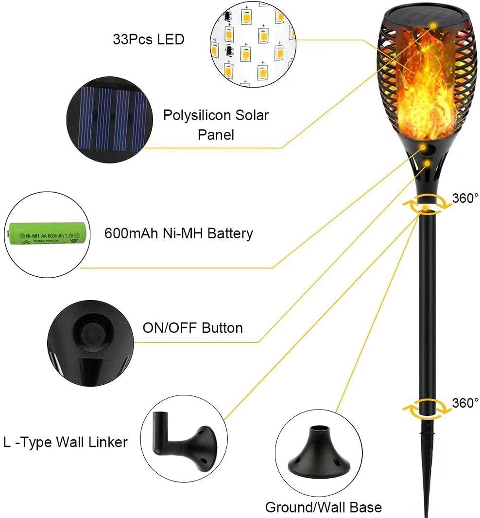 6Pack Solar Torch Lights with Flickering Flame Q180