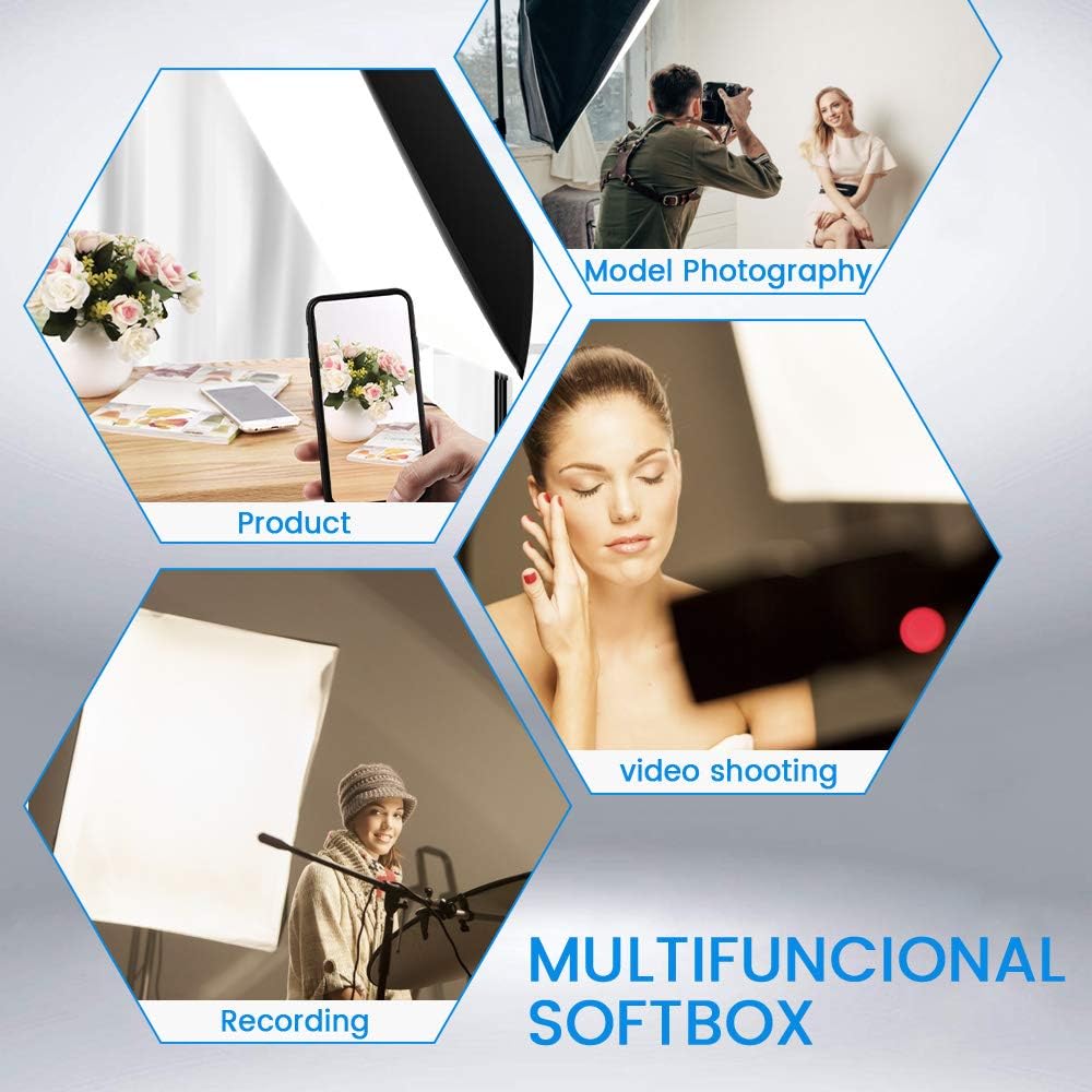 Softbox Lighting Kit with 2 Remote Dimming 6000K Bulbs M5061
