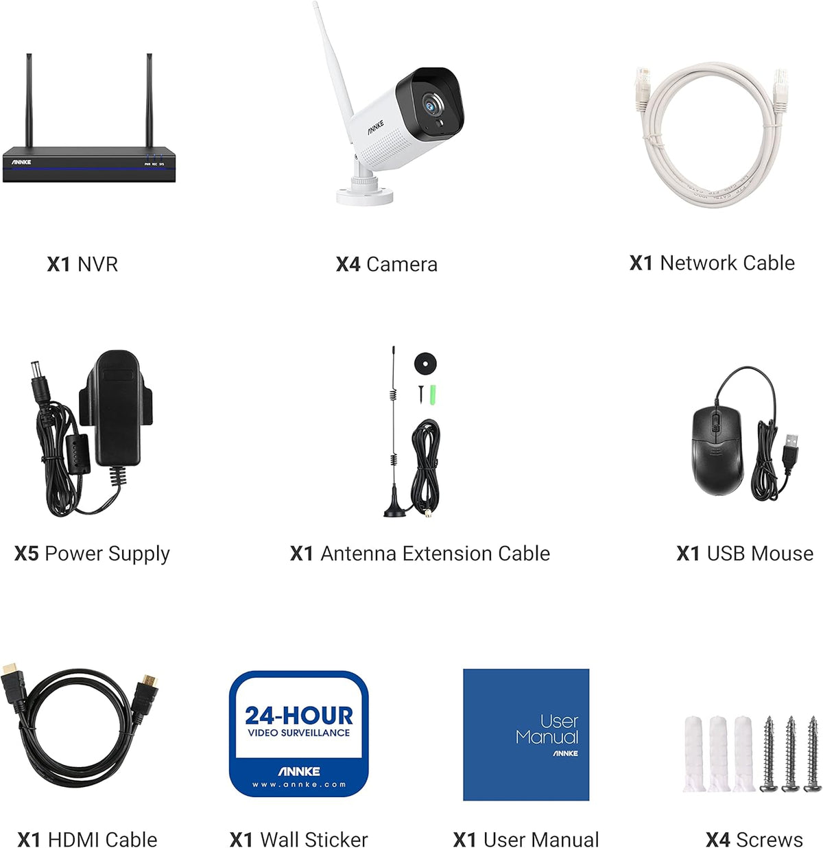 3MP Wireless Security Camera System with 4Pcs IP Cameras V83403