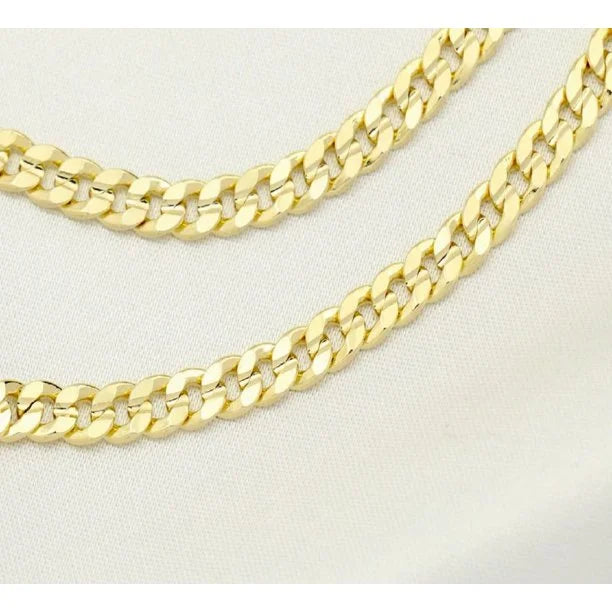 14K Bonded Gold Cuban Chain with Diamond Charm Necklace J467