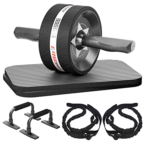 Ab Rollers Wheel Kit with Push Up Bars, Resistance Bands, Knee Mat I697