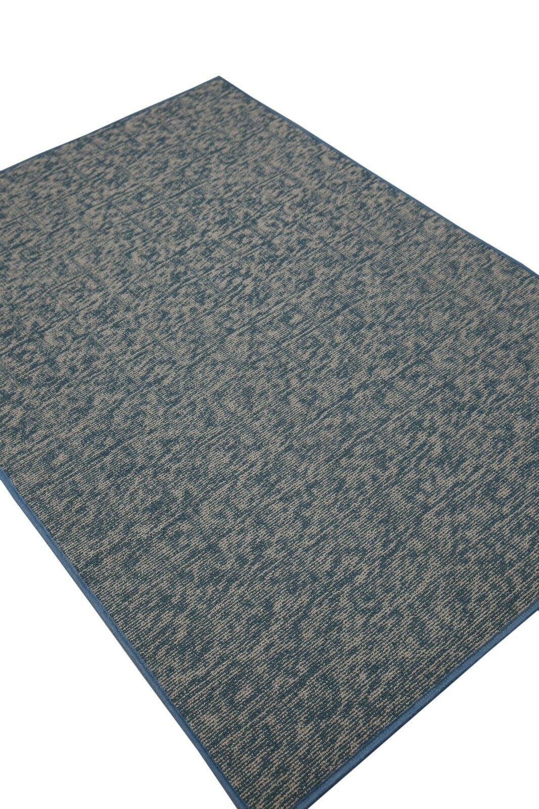Blue 60" x 120" Half Round Solid Color Rug D78310