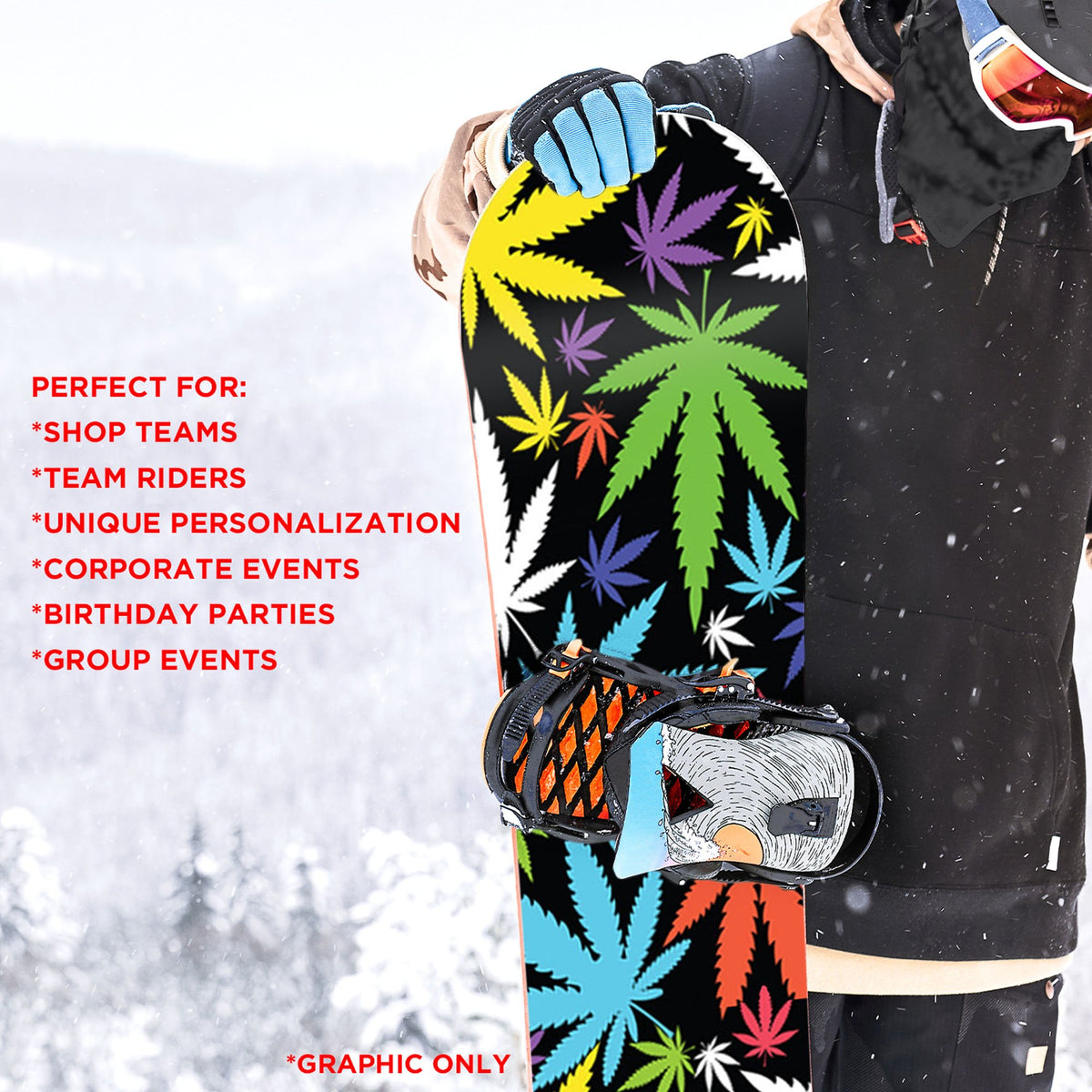 Colorful Weed Leaf Pot Collage Snowboard Wrap Sticker Skin Cover Z7082