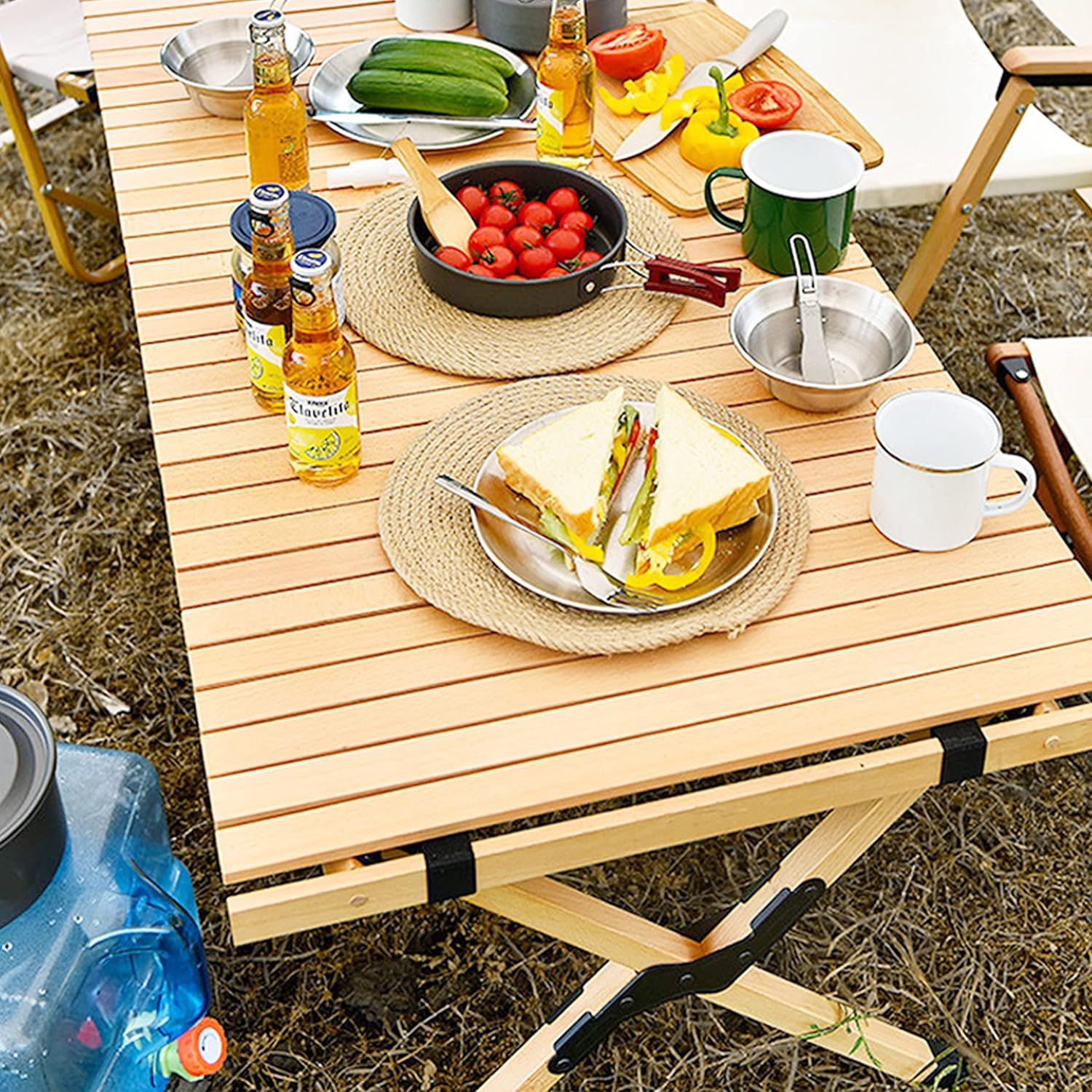 Portable Folding Wooden Picnic Table with Carry Bag I57402