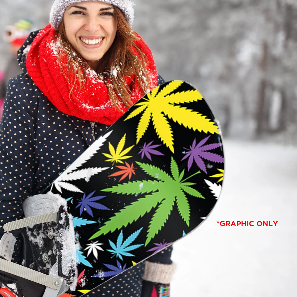 Colorful Weed Leaf Pot Collage Snowboard Wrap Sticker Skin Cover Z7082